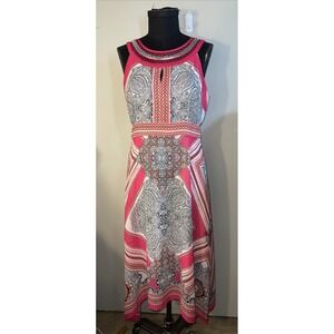 Laura Women's Salmon Dress Large L Sleeveless Asymmetrical Hem Career Party Wear